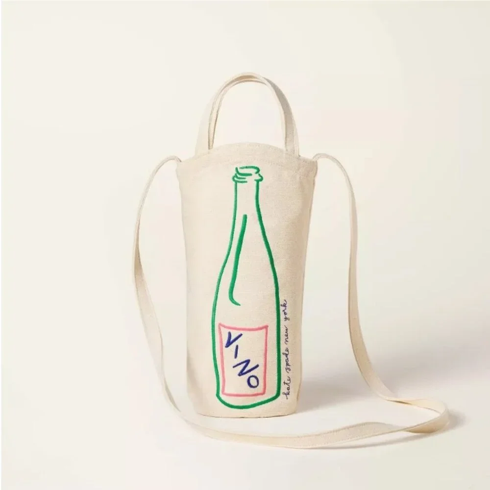 NWT Wine Embroidered Canvas Tote Bag - kate spade new york x Target Natural